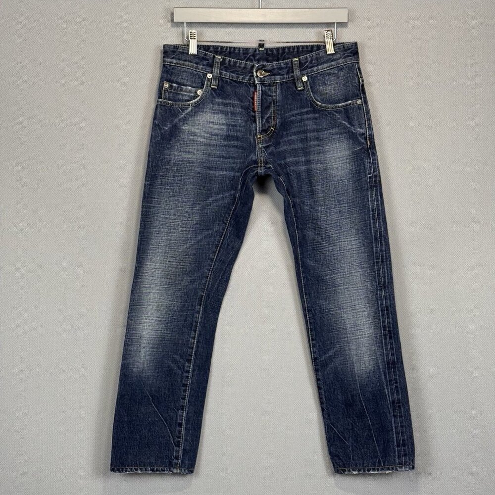 Dsquared Jeans Men 46 (32x28) Blue Cimosa Selvedge Button Fly Distressed Italy